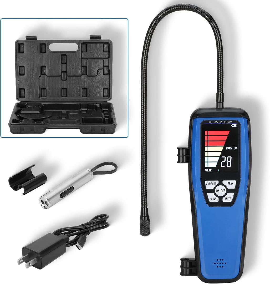 Freon Leak Detector, LD-200 Refrigerant Leak Detector with Rechargeable Battery, Sensitive AC Leak Detector HVAC for R12 R22 R134a R1234 R1234yf R600a R410a CFCs HCFCs HFCs HFOs HCs