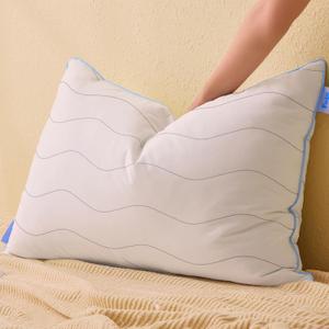 felo Feather Down Pillow Queen Size, CloudFusion Goose Down Pillow for Sleeping, Hotel Collection Bed Pillow for Side Back Pain Sleepers (20" x 30") (Blue)