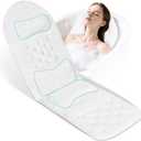 Full Body Bath Pillow for Bathtub, Thick Soft Tub Cushion with Non-Slip Suction Cups Dual Hooks, Luxury Spa Pillow for Neck Back and Hip Support, 55" x 18" (White)