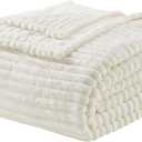 Nestl Blanket Twin Size for Bed - Cozy Warm Fuzzy Blankets for Women, Plush Small Fleece Throws for Girls - White, 66 x 90 Inches