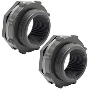 LIDSCURA 1 Pack PVC Bulkhead Fitting, 2 Inch Double Thread Connector for Water Tanks, Aquariums, Rain Barrels (Black)