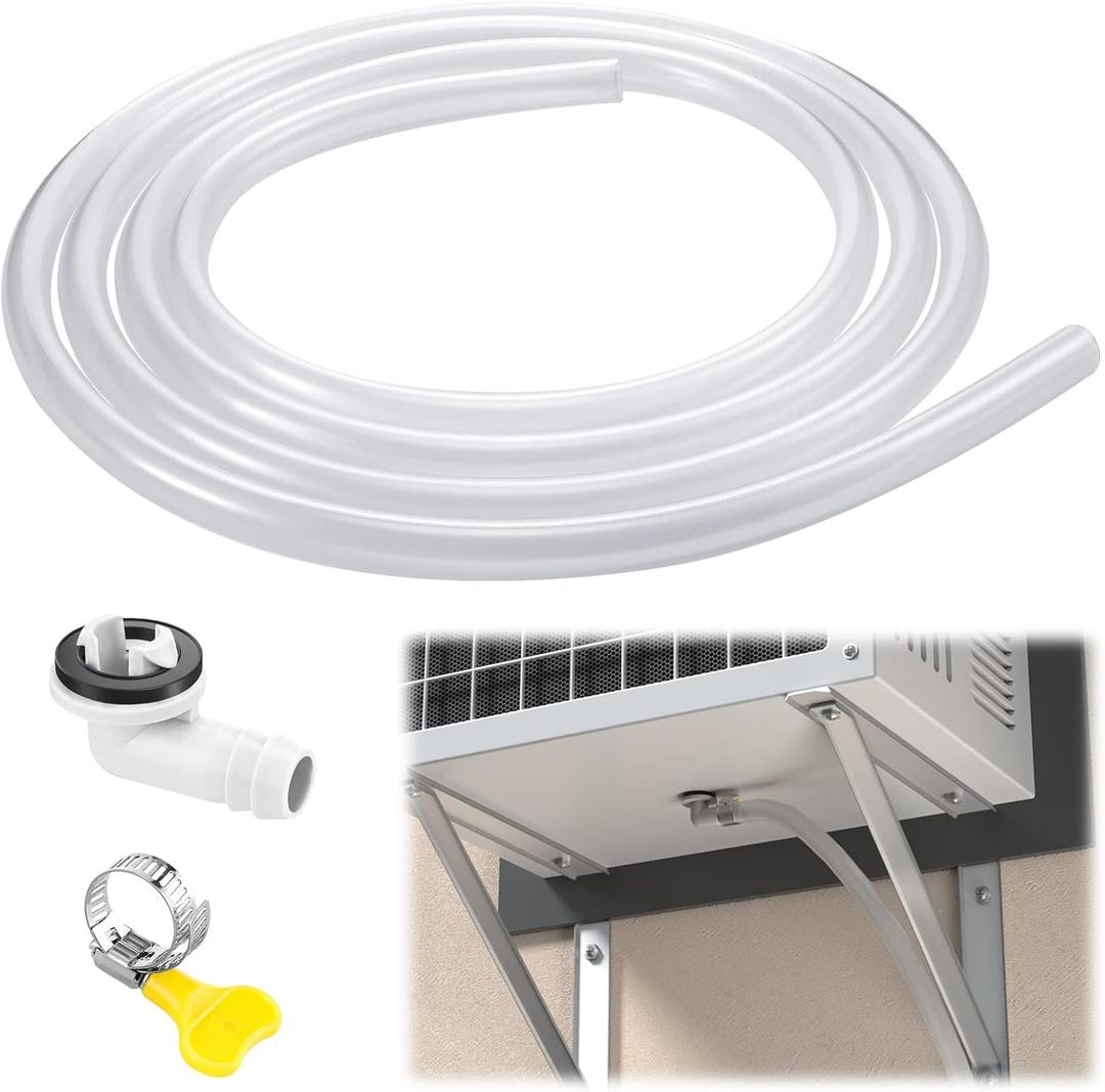 10ft Air Conditioner Drain Hose, 3/5 inch Portable AC Drain Hose Connector, Replacement for Universal Mini-Split Unit and Window Air Conditioner Unit kit Parts