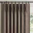 Drapenova Pleated Linen Curtains 90 Inches Long for Living Room 2 Panels Rustic Farmhouse Thick Linen Textured Pinch Pleat Hooks Rings Back Tab Floor to Ceiling Semi Sheer Drapes Bedroom 90 Inch Dark Brown