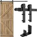 79.2/6.6FT Sliding Barn Door Hardware Kit with Adjustable U Shape Barn Door Floor Guide, Wall Mount Rail, Splicing Track Kit (Door not Included)