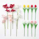 4 x 14Pcs Artificial Flowers for Outside with Stakes, Tulips Spring Yard Decorations Outdoor, Garden Decor for Patio, Lawn, Front Door, Backyard, Cemetery Grave