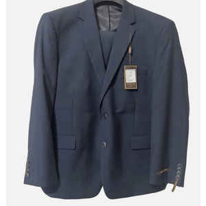 Pierre Loren Mens Navy Blue 2 Piece Suit 42S 39 Waist Notch Lapel Style S61652