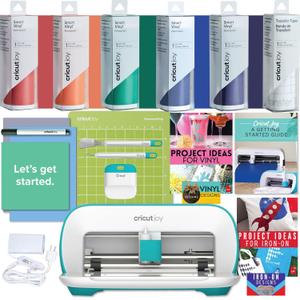 Cricut Joy Machine with Rainbow Smart Adhesive Vinyl, Starter Tool Set and Transfer Tape Bundle - Beginner Bluetooth Craft Cutting Machine Kit for Customized Cards, Small Decor Projects and Decals