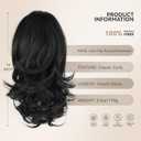 14 Inch Black Ponytail Extension - Soft Wavy Pony Tails Hair Extensions, Claw Clip Ponytail Extension, Natural Short Hair Extensions Ponytail, Synthetic Hair Pieces for Women (Color: Black)
