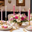Honoson 6 Pcs Valentines Flameless Candles Glitter Bow Taper Candle 10.6 Inch Pink Coquette Candles Battery Operated LED Candlestick for Valentines Day Wedding Bridal Birthday Party Dinner Table Home