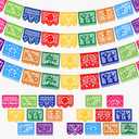4 Pack Mexican Party Banner, 72 FT Long Plastic Papel Picado Decorations, Balanced Cinco de Mayo & Classic Mexican Banner Set, Colorful Hanging Banner for Backyard Birthday Classroom Party Decor