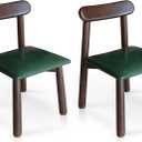 Solid Wood Small Chairs with Curved Backrest, Set of 2  Classic and Durable Wooden Chairs for Home and Kitchen with Comfortable Cushion