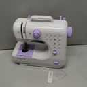 Mini Sewing Machine for Beginners, Complete Portable Sewing Kit with Foot Pedal & Light, 12 Built-in Stitches, Small Household Handheld Repair Kit for Kids Adults, Easy to Use (Purple)