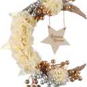 Lineshading Eid Ramadan Mubarak Wreaths Ramadan Decorations for Home Front Door Eid Decor Round Metal Hoop Floral Hanging Garland for Wall Window Indoors Outdoor Farmhouse Decor (Cute)