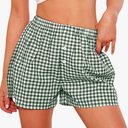 PRETTYGARDEN Womens Shorts Boxers 2025 Summer Gingham Pajama Lounge Sleep Y2K Plaid Pj Shorts Beach Bottoms, Size L