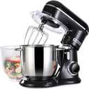 Kitchen in the box Stand Mixer, 5QT Two bowls Electric Food Mixer, 10 Speeds 3-IN-1 Kitchen Mixer for Daily Use with Egg Whisk,Dough Hook,Flat Beater (Black, 5QT)