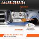 Headlights Assembly for 1999-2004 Ford Super Duty F250 F350 F450 F550 | 2000-2004 Ford Excursion with Corner Bumper Set Chrome Housing Amber Reflector Replacement Pair