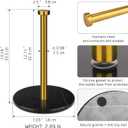 Paper Towel Holder Countertop with 7" Weighted Black Marble Base - Modern Free Standing Paper Roll Holder, Brushed Gold Stainless Steel Stand Paper Towel Holder for Kitchen and Bathroom