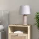 JONATHAN Y 25.5" White/Gold Leaf Alabaster 2-Light Rectangular Table Lamp with Night Light Modern Coastal Bedside Lamp for Bedroom with White Linen Drum Shade LED Bulbs Included JYL6203A