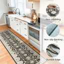 Long Hallway Runner Rug 3x25: Non Slip Runner Rugs with Rubber Backing Soft Kitchen Rug Farmhouse Distressed Carpet Runner for Living Room Bedroom Bathroom (Black, 3X25)