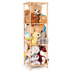 Wooden Stuffed Animal Organizer with Elastic Cords