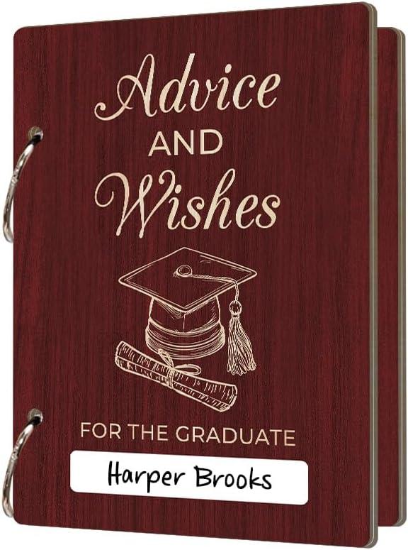 La Boda Graduate Cards Keeper with Metal Buckles Binding, Advice & Wishes Card Holder, Wooden Photo Storage & Organization for The Graduate, Holiday Card Keepsake Book Graduation Gifts