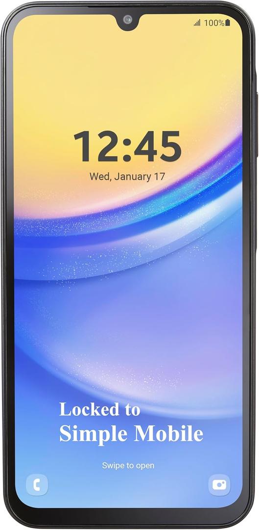 Simple Mobile Samsung Galaxy A15 5G, 64GB, Black - Prepaid Smartphone, 6.5" Super AMOLED Display, 50MP Camera, Long-Lasting Battery (Locked to Simple Mobile)