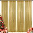 2×8FT-4PCS Gold Sequin Backdrop Curtains Panels, Photography Backdrop Glitter Curtains Fabric Background for Christmas Wedding Party Decor