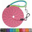 NTR Dog Long Leash, 100FT Recall Training Rope Lead, with 2 Swivel Hooks, Reflective Threads and Soft Rubber Handle, Puppy Leash for Walking, Hunting, Camping for Small Medium Large Dogs-Pink (100ft*3/8")