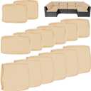 14Pcs Outdoor Cushion Covers Replacement Washable w/Zipper for 6-Seaters Sofa Patio Slipcovers Set Seat and Back Covers Only-25x25x3.15inch