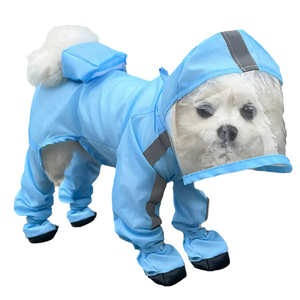 IOICYBF Dog Raincoat with Hood, Waterproof Full-Coverage Reflective Rain Jacket Quick-Drying Rain Poncho and Shoes for Small Medium Large Dogs,Blue,XL