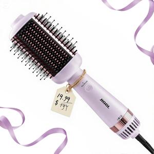 JIGGL Extra-Large-Oval-Barrel Blow Dryer Brush Straightener: One Step Hot Air Hair Dryer Brush for Medium and Long Hair Women, Straightening/Smoothing/Drying/Volumizing, Purple