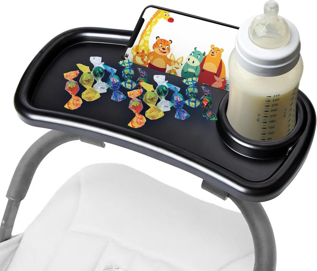 Stroller Snack Tray Replacement for Graco - Stroller Cup Holder with Phone Holder, Universal Snack Tray, Stroller Tray Attachment with Non Slip Clip