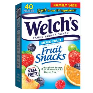 Welch's Fruit Snacks, Mixed Fruit Snack Box, Gluten Free, 0.8oz Snack Packs (Pack of 40) (EXP 04/01/25)