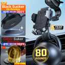 HTU Upgraded Strongest Suction Car Phone Holder Bendable Arm, Never Block View Rotatable Cellphone Mount for Dashboard Windshield Vent, Cradle Stand for iPhone 17 16 15 14 13 12 Pro Max (Black)