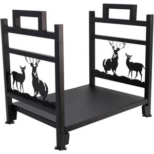 Firewood Log Rack, Iron Wood Lumber Storage Holder for Fireplace, Heavy Duty Log Storage Bin for Firepit Stove Accessories Indoor - Perfect Construction - No Any Screw to Install