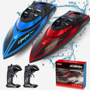 RC Boat for Kids 2 Pack Remote Control Boats Toys with Rechargable Battery Boat with Lights for Pools Lakes Gifts Boys Girls