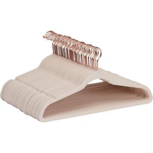 Amazon Basics Space Saving Slim Velvet Non-Slip Suit Clothes Hangers, Sturdy Construction, Closet Organizer, Pack of 50, Blush Pink/Rose Gold
