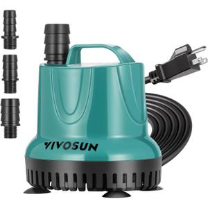 VIVOSUN 260GPH 20W Submersible Water Pump for Fish Tank, Pond, Aquarium, Hydroponic Systems with 6ft Power Cord and 3 Outlet Adapters, Blue