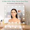 LUXFURNI Hollywood Glamour Vanity Mirror with 4 Extra Bottom Bulbs | Shadow-Free, Perfect Makeup View | Desk & Wall Mountable | 3 Color Modes for Office, Outdoor, Party Looks | USB Charging