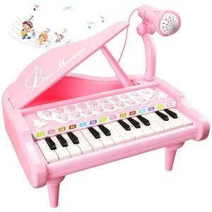 Love&Mini Pink Piano Toys for 1+Years Old Girls First Birthday Gifts Toddler Piano Music Toy Instruments with 24 Keys and Microphone