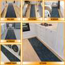 Ottomanson Kitchen Runner Rug 1'10.5" x 6' Machine Washable Soft Non-Slip Rug, Quick Dry Low Pile Carpet for Kitchen, Bathroom & Entryway, Solid Charcoal Navy