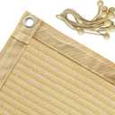 Shatex 90% Shade Fabric 6X 16ft Sun Shade Cloth Taped Edge with Grommets Sun-Block Mesh Shade for Pergola Cover Canopy Wheat, 12 Bungee Balls