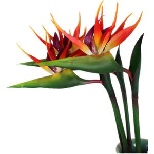 3 Pcs Large Bird of Paradise 32 Inch Permanent Flower,UV Resistant No Fade Flower Part is Made of Soft Rubber PU,Artificial Flower Plants for Home Office,Flower Stem 1/2 Inch,Orange Red