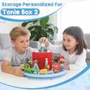 360 Round Turntable for ToniesBox 2 Storage Shelf Magnetic Organizer for Tonies Figures, with Charging Cable Connection Port, Display Collection for 20~30 Tonies Characters (Blue)
