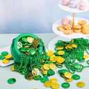 JOYIN 119 Pcs St. Patricks Party Supplies Set, 18 Bead Necklaces, 100 Plastic Coins and 1 Cauldron, St Patricks Day Party Favor Supply (Green Cauldron, Bead Necklace, Green and Gold Coins)