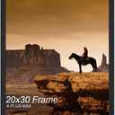 A PLUS MAX 20x30 Picture Frame, Black Engineered Wood Frame for 20 x 30 Inch Picture Poster Photo, Light Weight 20 by 30 Frame with Wood-grain for Wall - 1 Pack/Black/20 x30