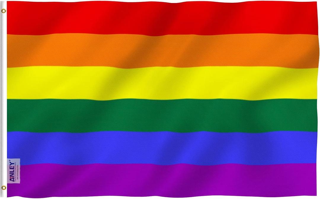 Anley Fly Breeze 4x6 Foot Rainbow Flag 6 Stripes - Vivid Color and Fade proof - Canvas Header and Double Stitched -Banner Flags Polyester with Brass Grommets 4 X 6 Ft