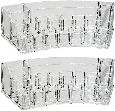 Acrylic Cosmetic Organizer Jewelry Makeup 19 Compartment Holder Vanity Storage Acrylic Container Lipstick Brush Stand Case Skincare Stationary Desk Dresser Display Beauty Products Divided Sections