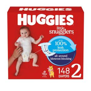 Huggies Size 2 Diapers, Little Snugglers Baby Diapers, Size 2 (12-18 lbs), 148 Count, Packaging May Vary