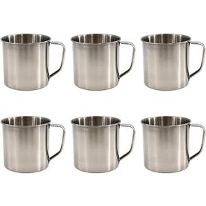 6 Pack Stainless Steel Coffee Mug with Handle, 18.5 Oz Metal Camping Cup, Reusable Portable Thermal Mug for Hot & Cold Beverages, Outdoor Activities, Travel, Picnics, and Daily Use (Silver)